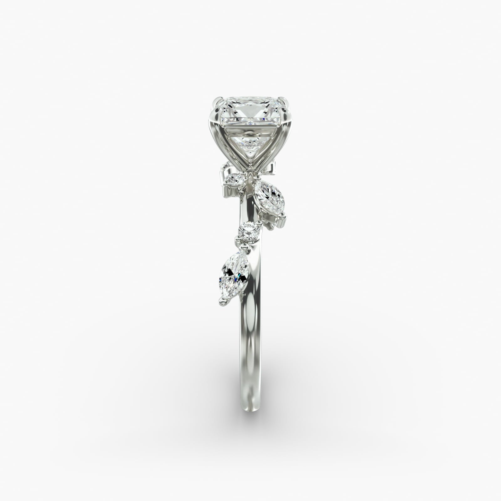 Symphony of Light Floral Princess Lab Grown Diamond Center Engagement Ring