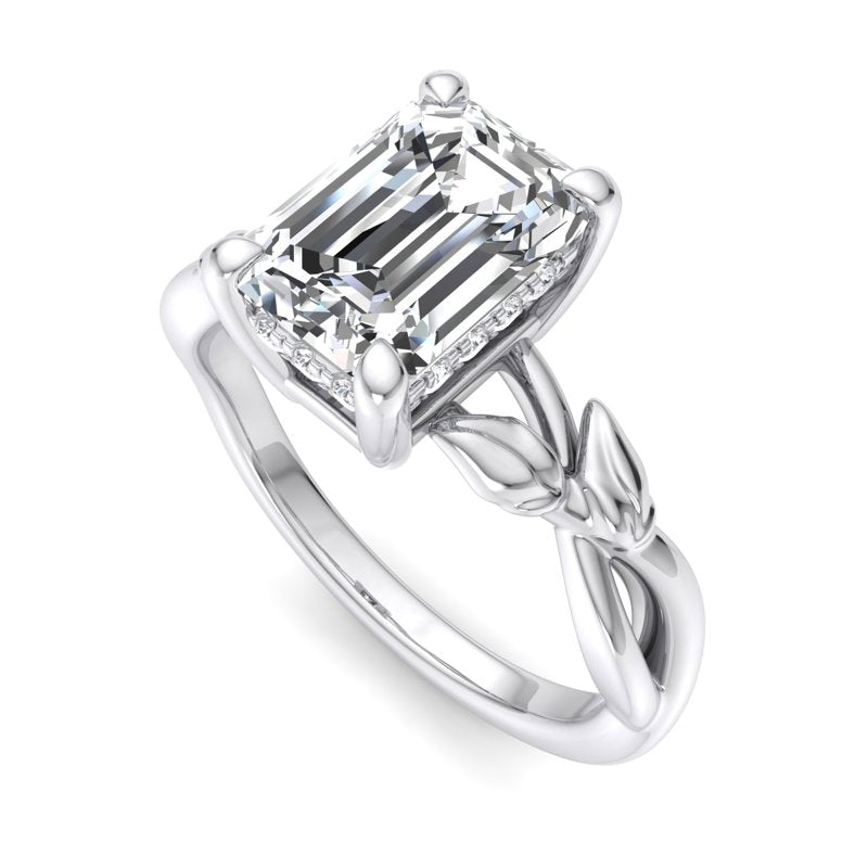Nature-Inspired Emerald Lab Grown Diamond Center Engagement Ring
