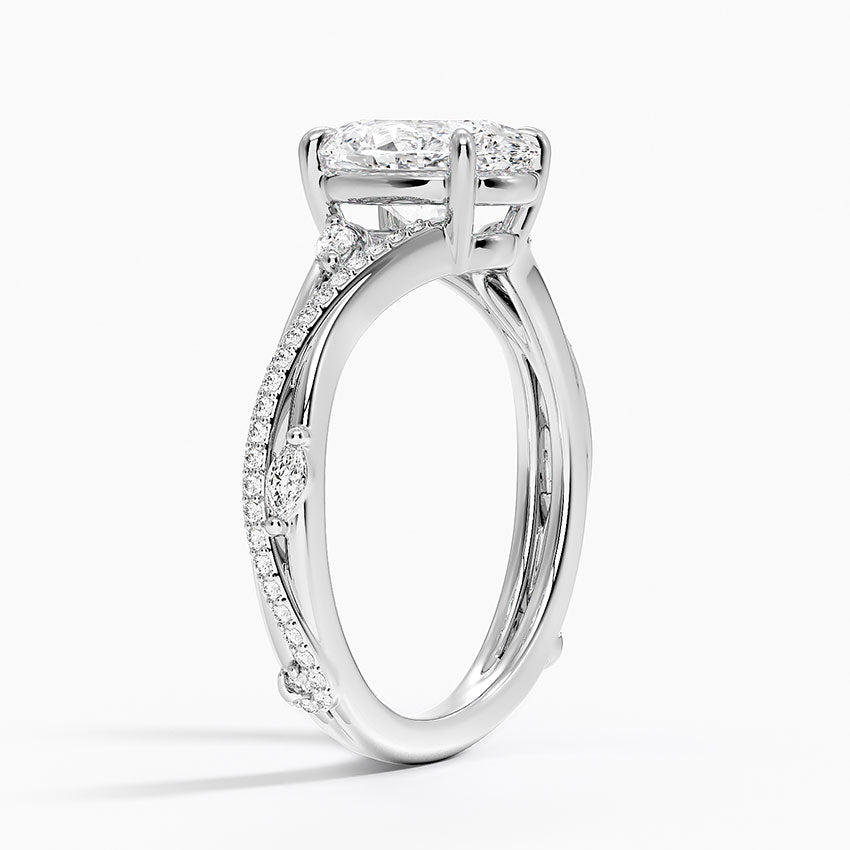Split Vine Marquise Cluster Oval Lab Grown Diamond Center Engagement Ring