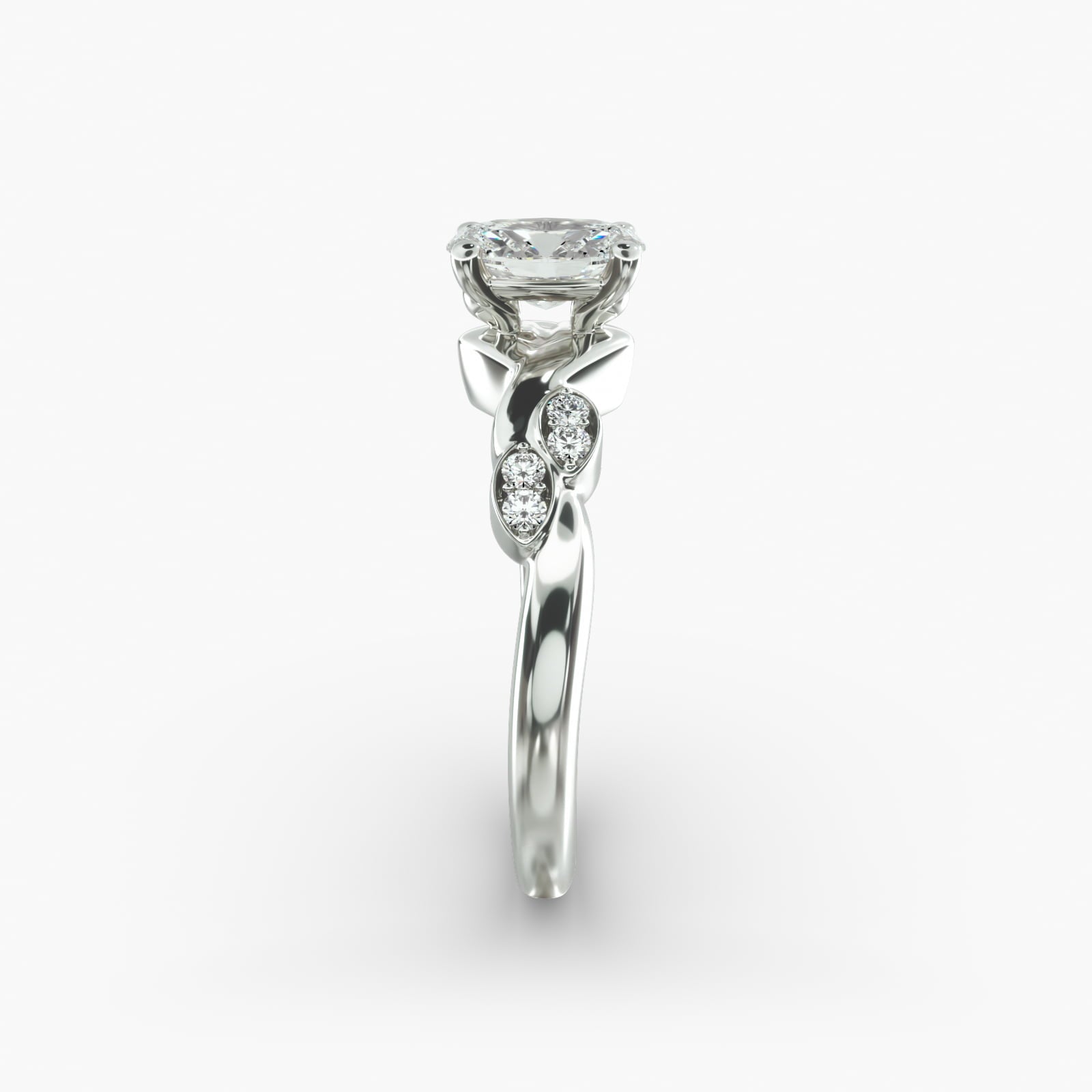 Floral Twist Cluster Oval Lab Grown Diamond Center Engagement Ring
