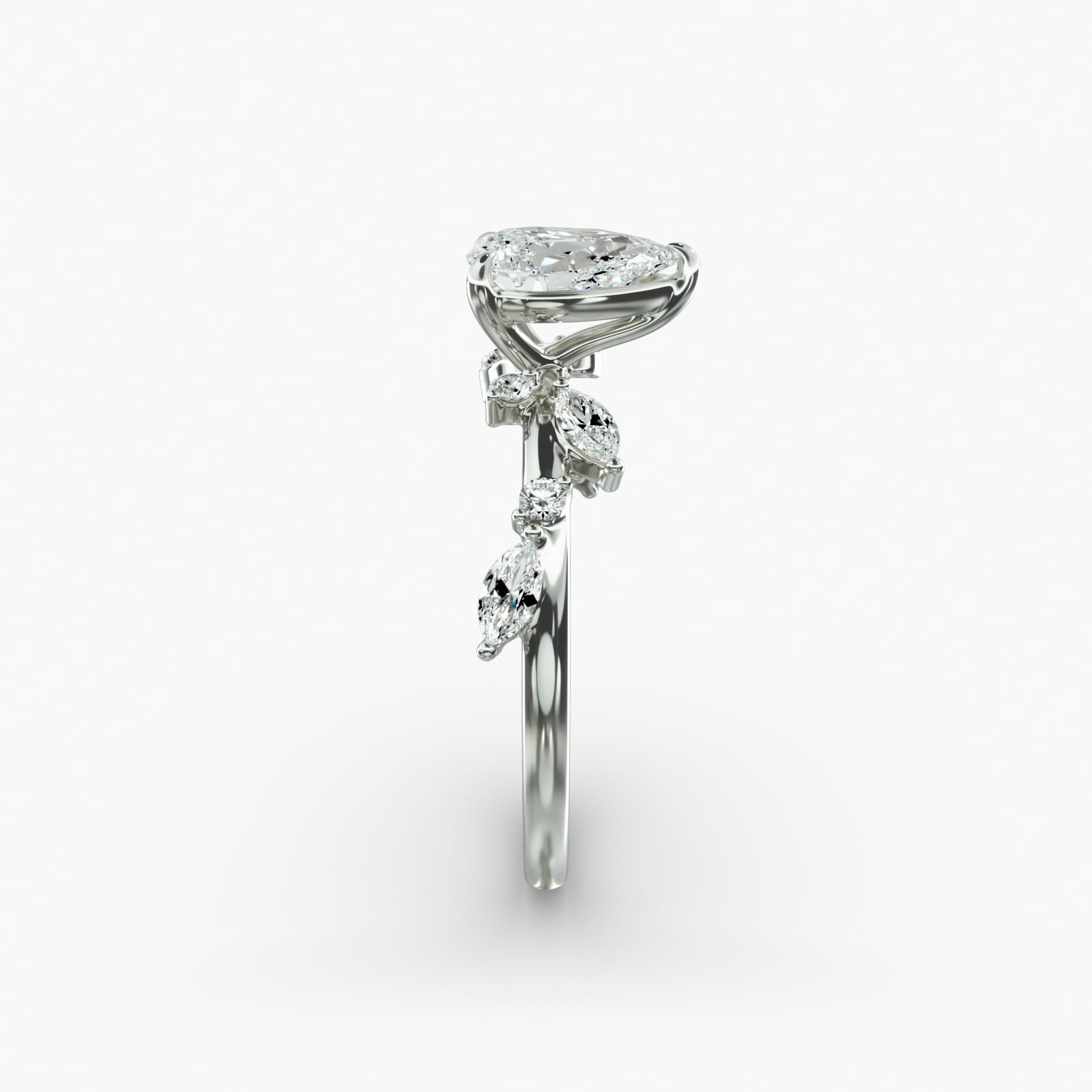 Symphony of Light Floral Pear Lab Grown Diamond Center Engagement Ring