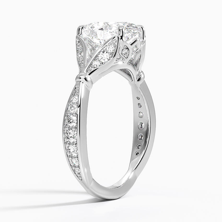 Leaf Embrace Split-Shank Oval Lab Grown Diamond Center Engagement Ring