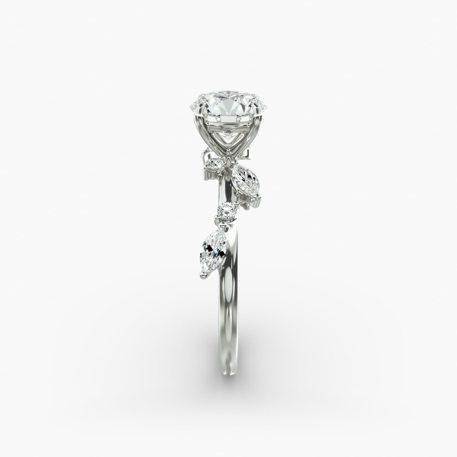 Symphony of Light Floral Round Lab Grown Diamond Center Engagement Ring