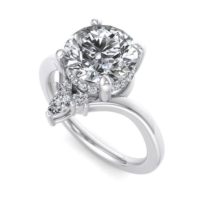 Radiant Tiered Sparkle Round Lab Grown Diamond Center Engagement Ring