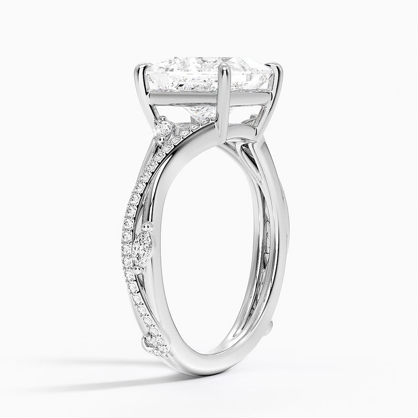 Split Vine Marquise Cluster Princess Lab Grown Diamond Center Engagement Ring
