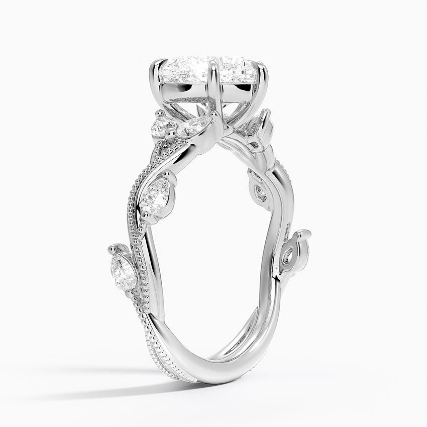 Vine Twist Milgrain Heart Lab Grown Diamond Center Engagement Ring