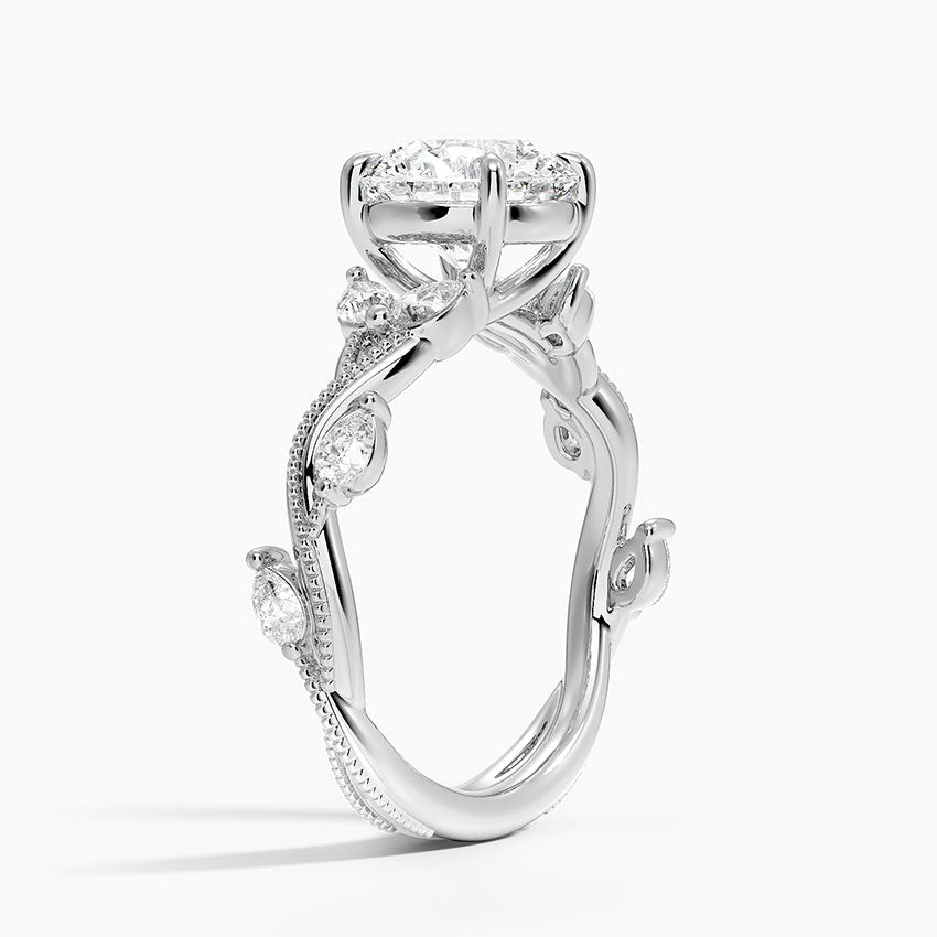 Vine Twist Milgrain Round Lab Grown Diamond Center Engagement Ring