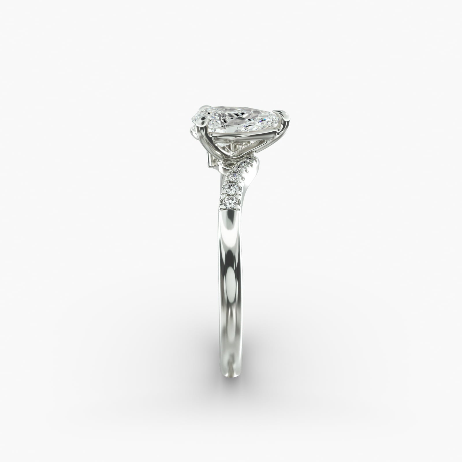Asymmetric Elegance Pear Lab Grown Diamond Center Engagement Ring
