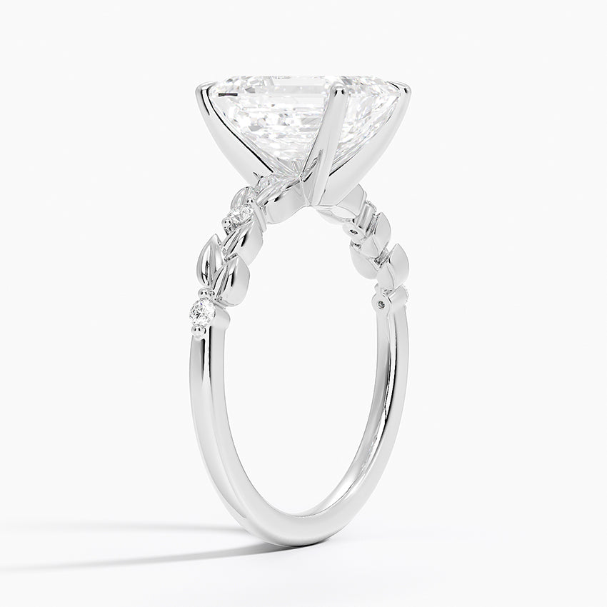 Vine Bloom Milgrain Emerald Lab Grown Diamond Center Engagement Ring