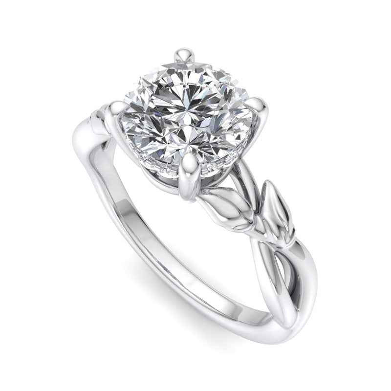 Nature-Inspired Round Lab Grown Diamond Center Engagement Ring