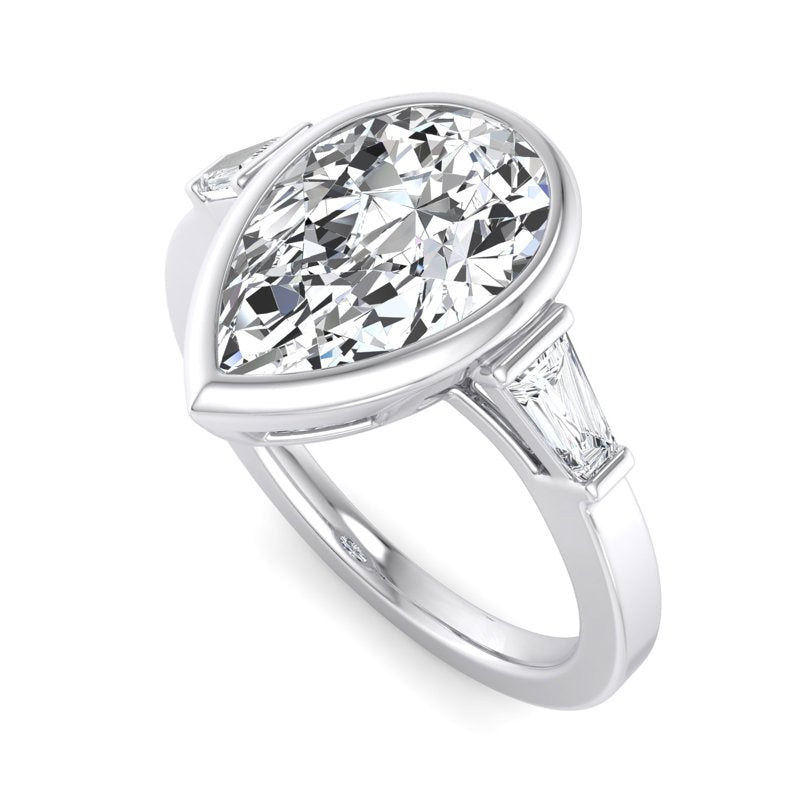 Timeless Bezel-Set Pear Lab Grown Diamond Center Engagement Ring
