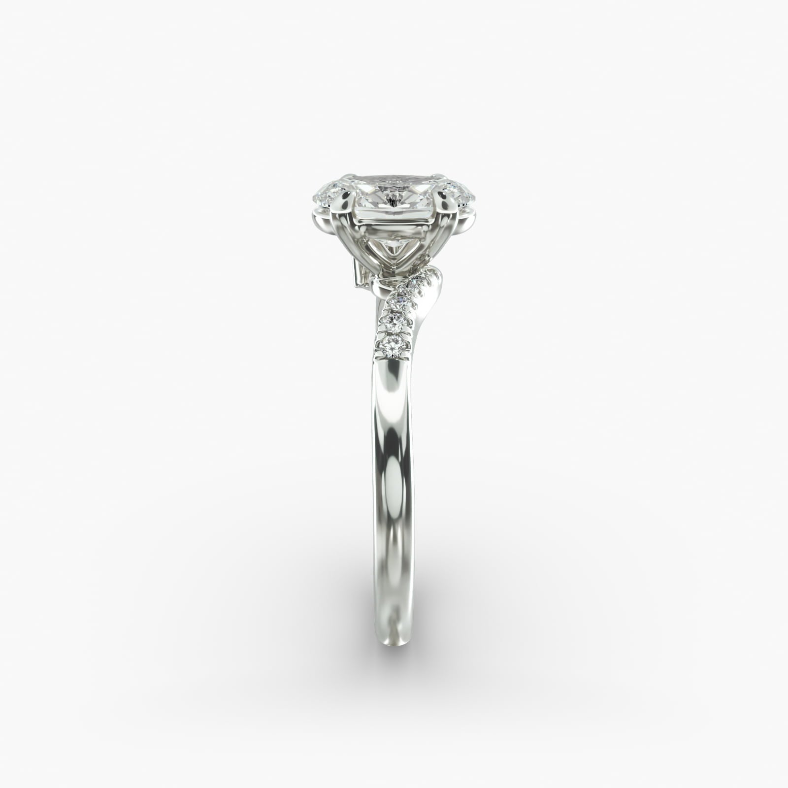 Asymmetric Elegance Oval Lab Grown Diamond Center Engagement Ring