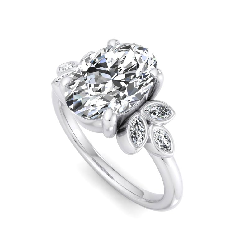 Floral Radiance Oval Lab Grown Diamond Center Engagement Ring