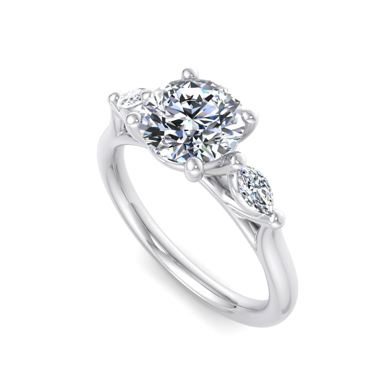 Classic Round-Cut Center with Side Accents Lab Grown Diamond Center Engagement Ring