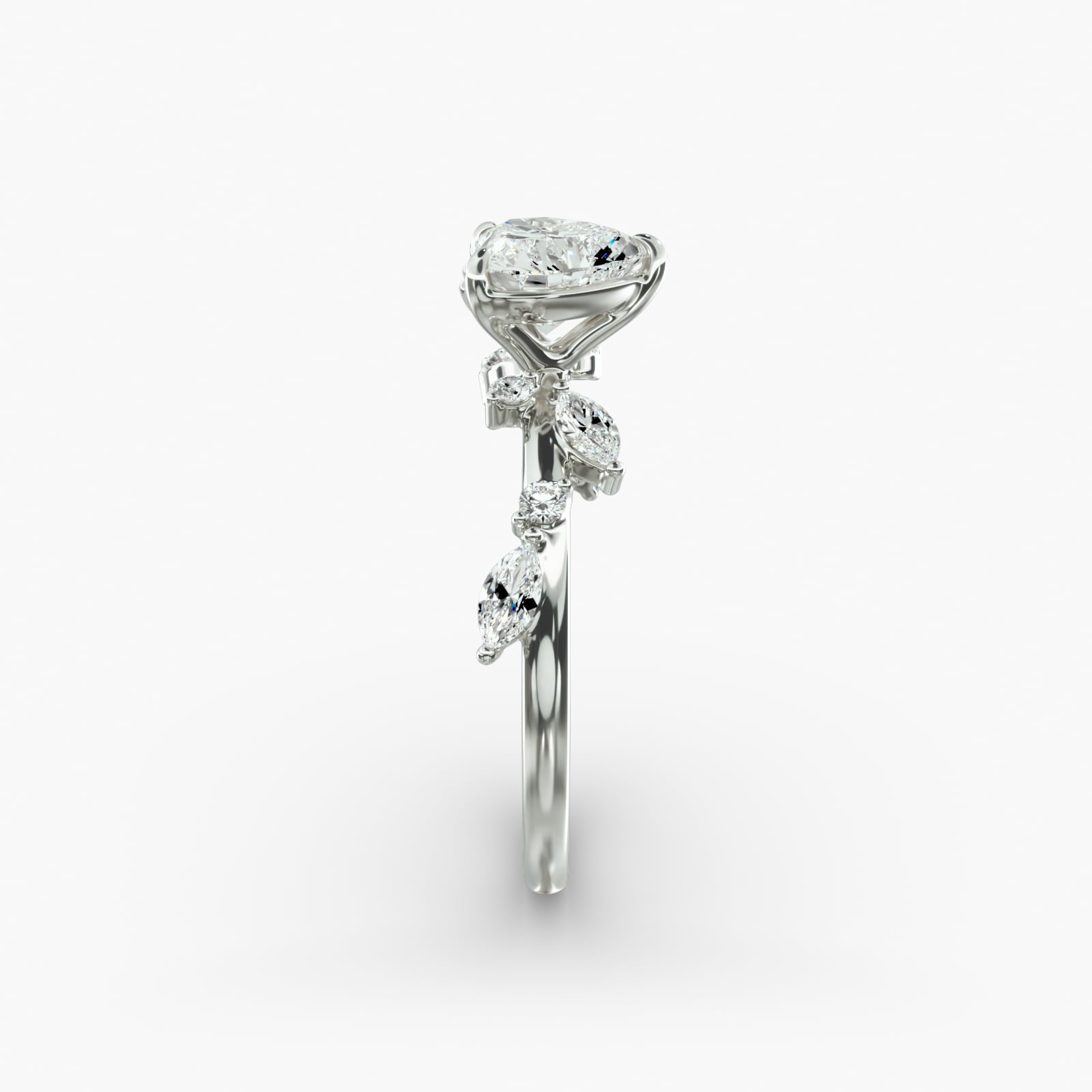 Symphony of Light Floral Heart Lab Grown Diamond Center Engagement Ring