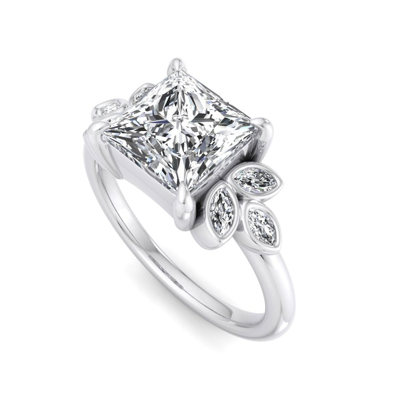 Floral Radiance Princess Lab Grown Diamond Center Engagement Ring