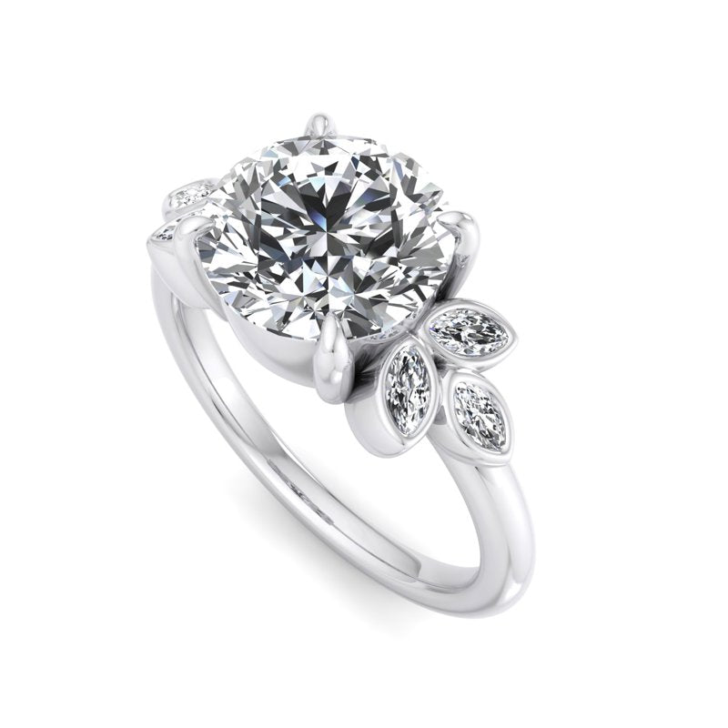 Floral Radiance Round Lab Grown Diamond Center Engagement Ring
