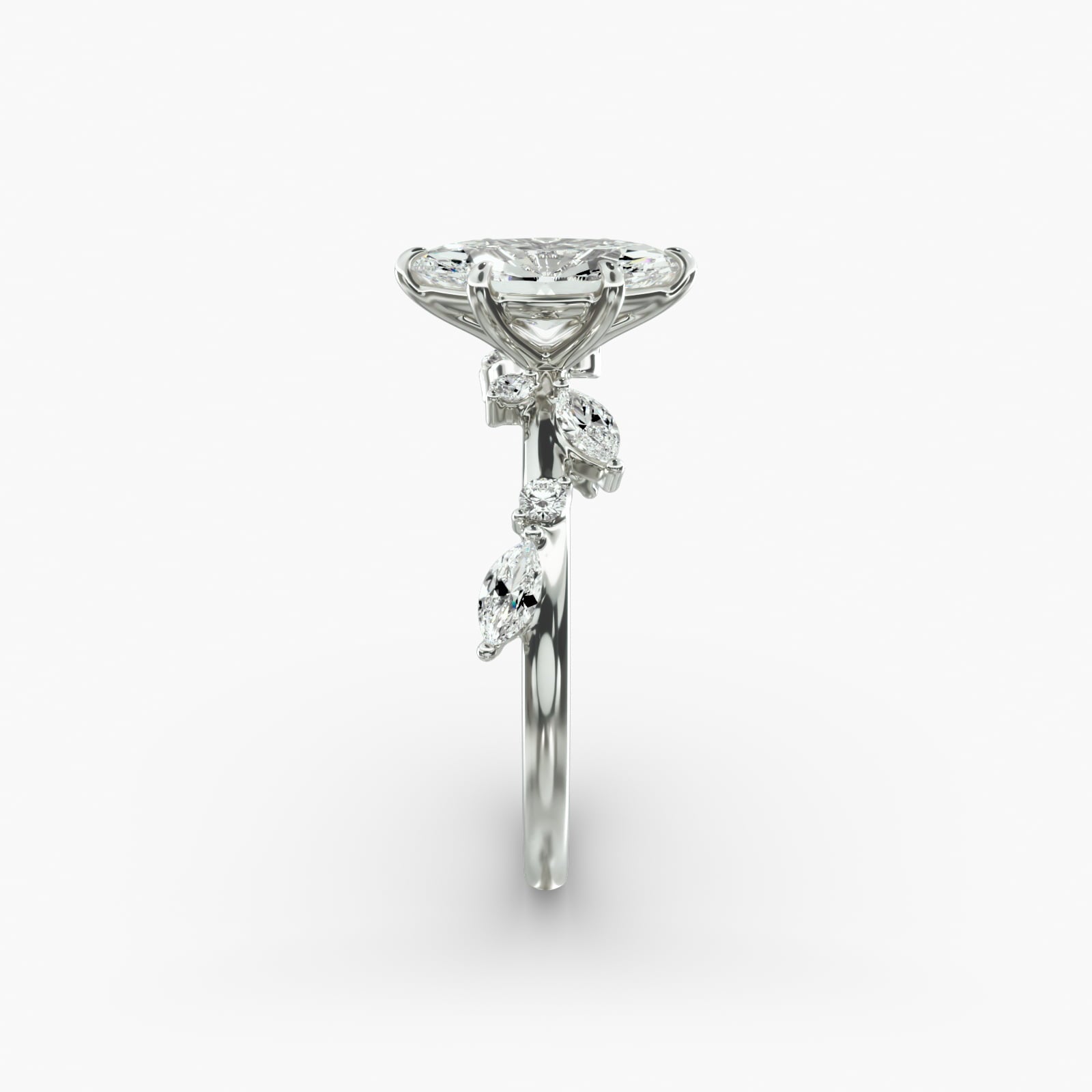 Symphony of Light Floral Marquise Lab Grown Diamond Center Engagement Ring