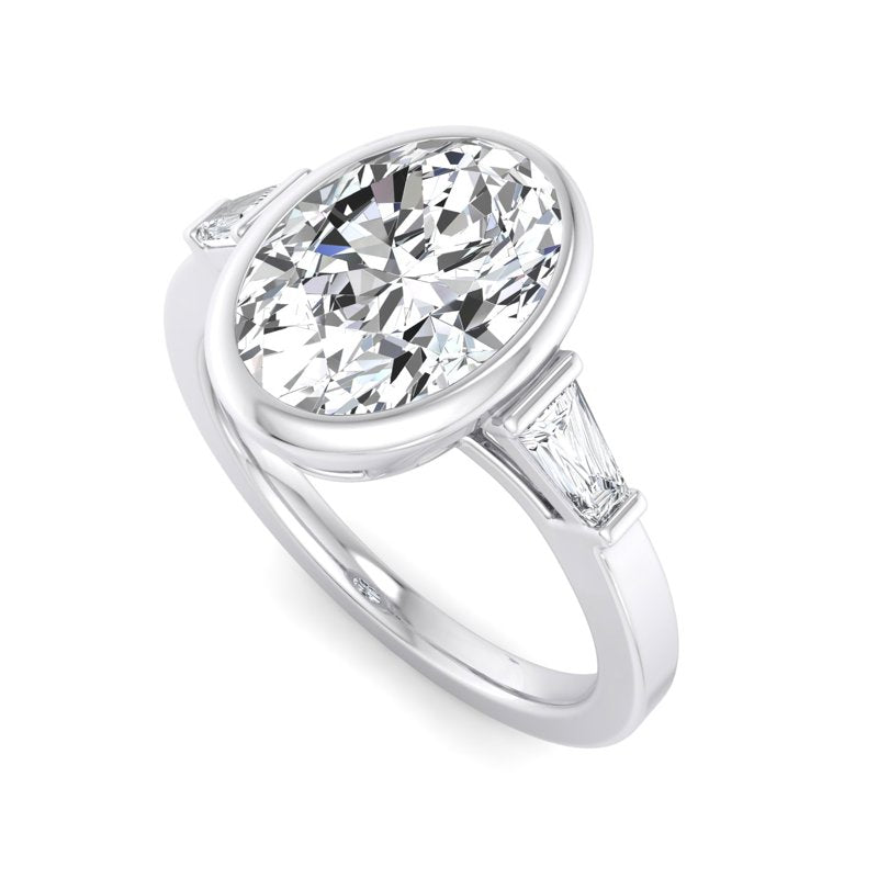 Timeless Bezel-Set Oval Lab Grown Diamond Center Engagement Ring