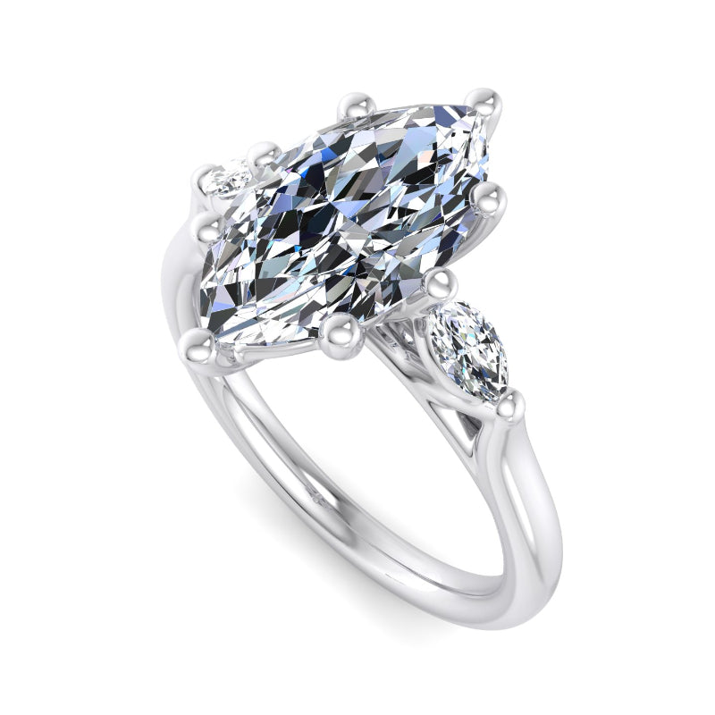 Classic Marquise-Cut Center with Side Accents Lab Grown Diamond Center Engagement Ring