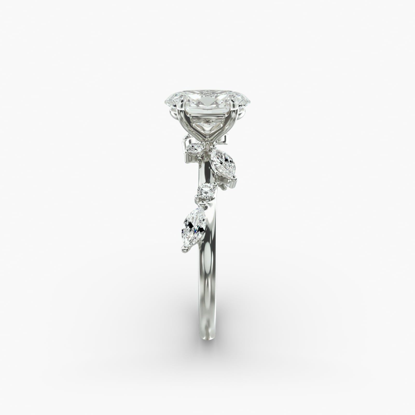 Symphony of Light Floral Oval Lab Grown Diamond Center Engagement Ring