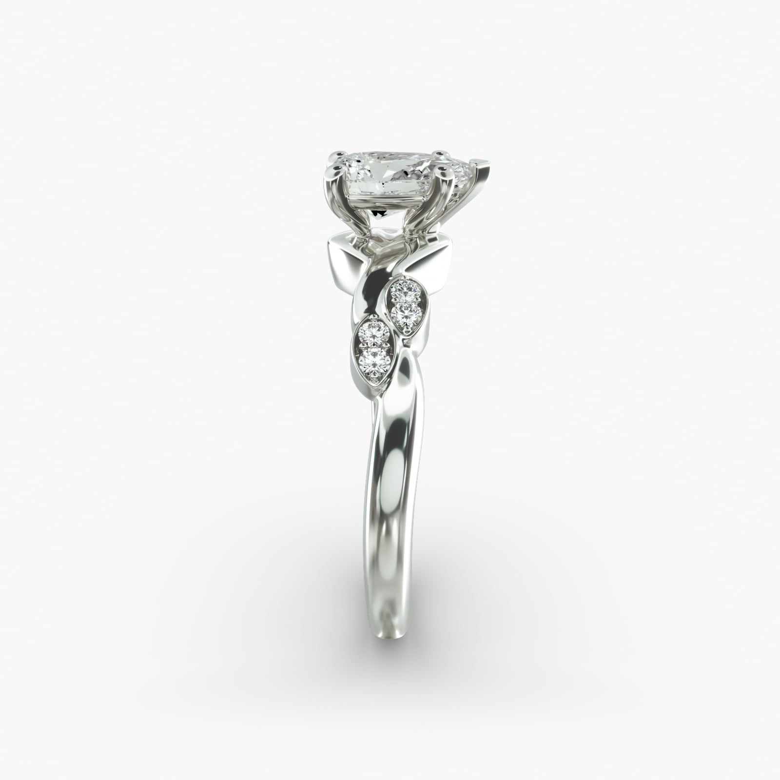 Floral Twist Cluster Pear Lab Grown Diamond Center Engagement Ring