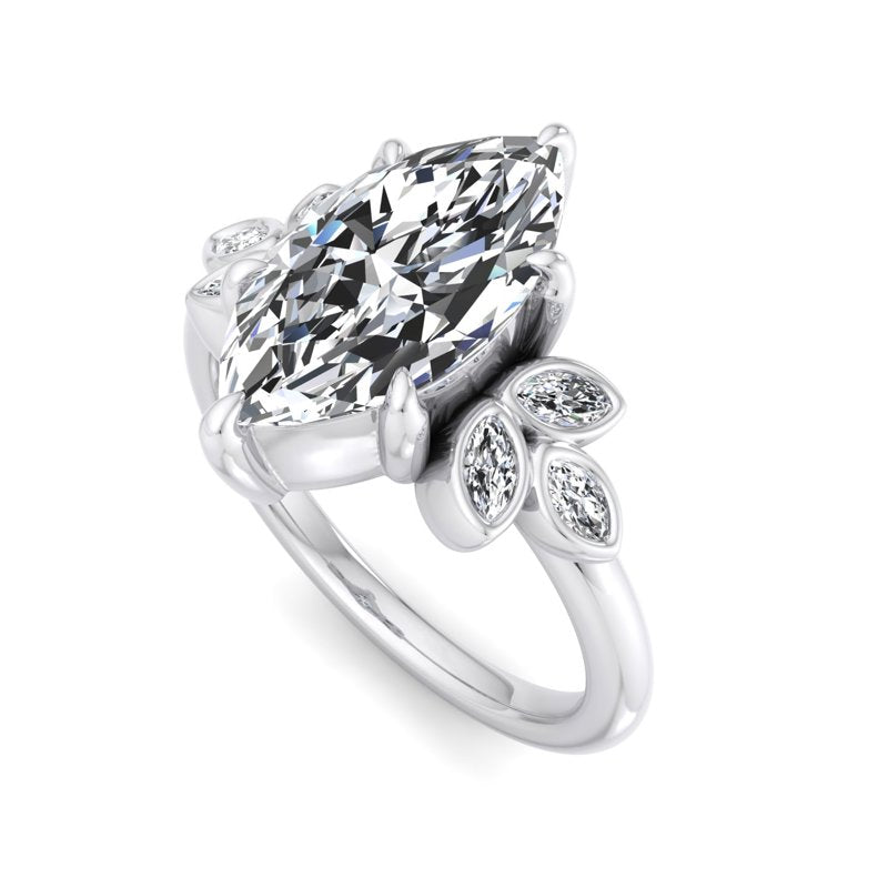 Floral Radiance Marquise Lab Grown Diamond Center Engagement Ring