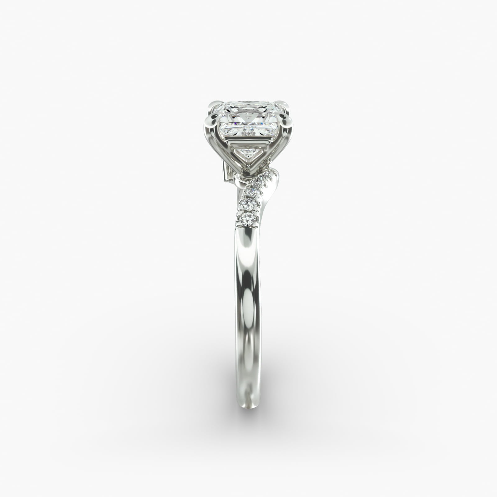Asymmetric Elegance Princess Lab Grown Diamond Center Engagement Ring