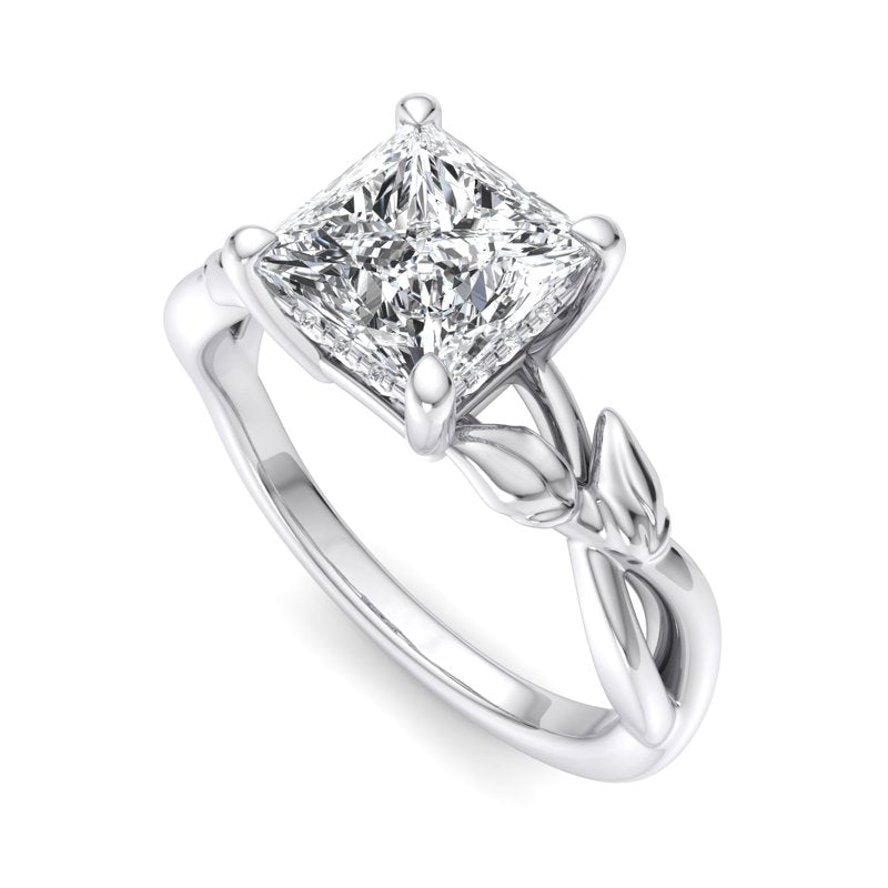 Nature-Inspired Princess Lab Grown Diamond Center Engagement Ring