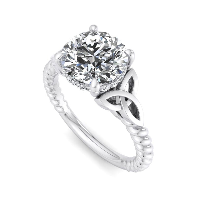 Twisted Vine Artisan Round Lab Grown Diamond Center Engagement Ring