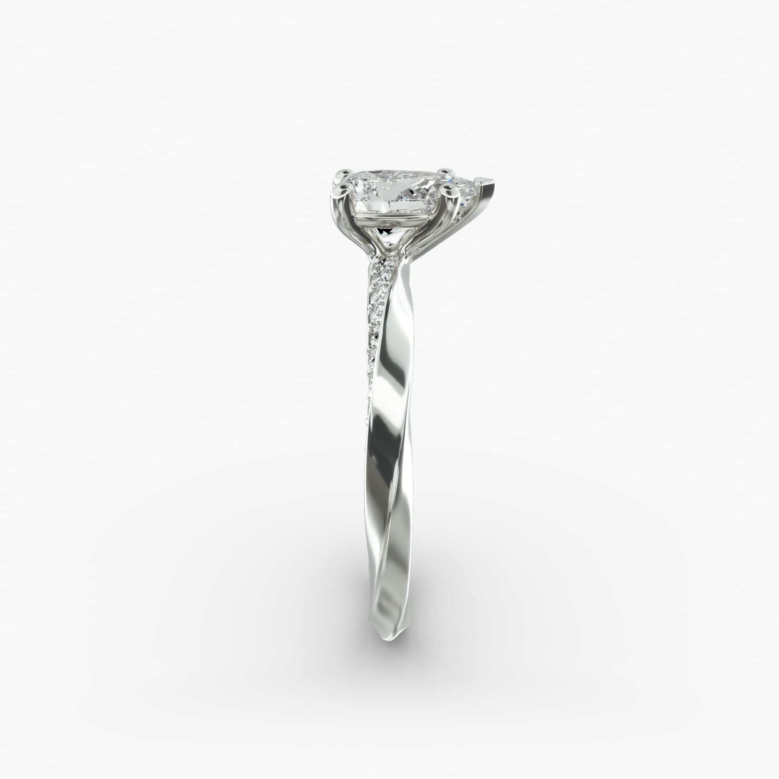 Twisted Sparkle Pear Lab Grown Diamond Center Engagement Ring