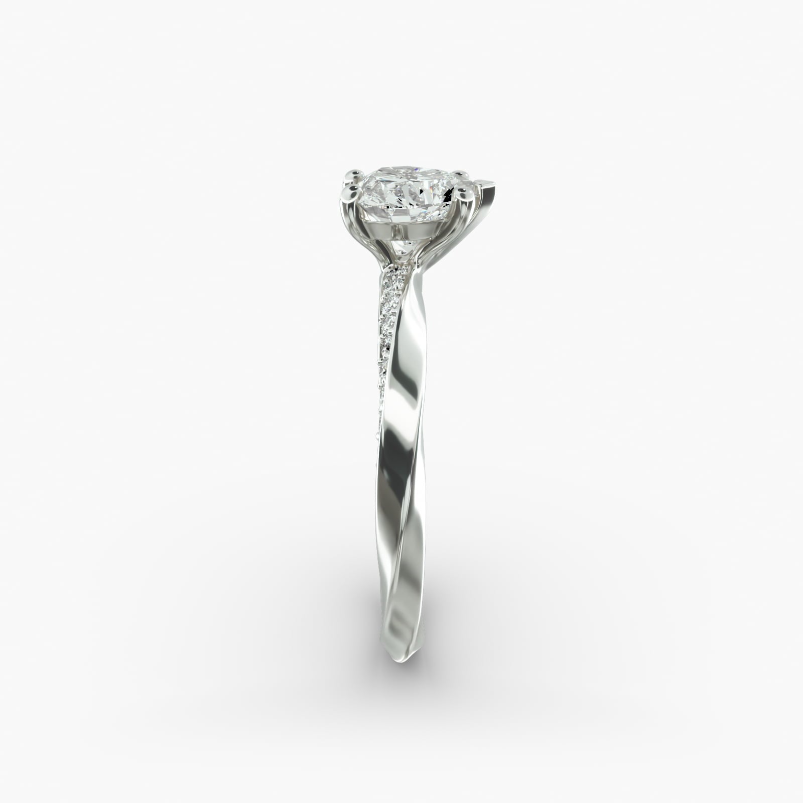 Twisted Sparkle Heart Lab Grown Diamond Center Engagement Ring