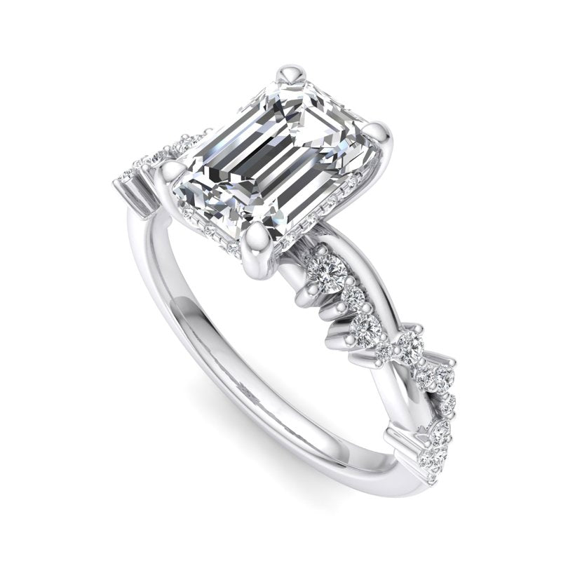 Classic Sparkle Pavé Emerald Lab Grown Diamond Center Engagement Ring