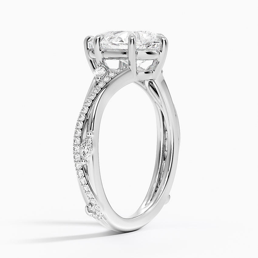 Split Vine Marquise Cluster Pear Lab Grown Diamond Center Engagement Ring
