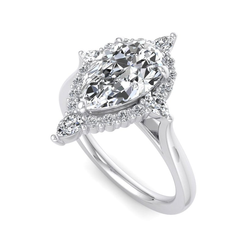 Halo-style with Pear Accents and Pear Lab Grown Diamond Center Engagement Ring
