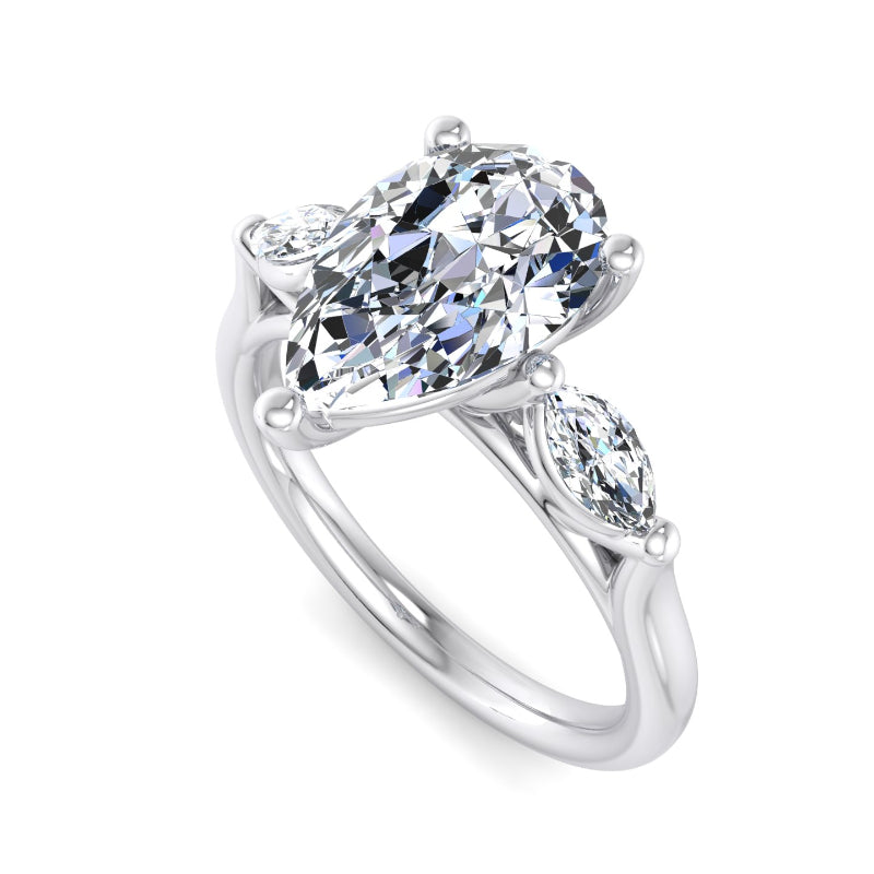 Classic Pear-Cut Center with Side Accents Lab Grown Diamond Center Engagement Ring