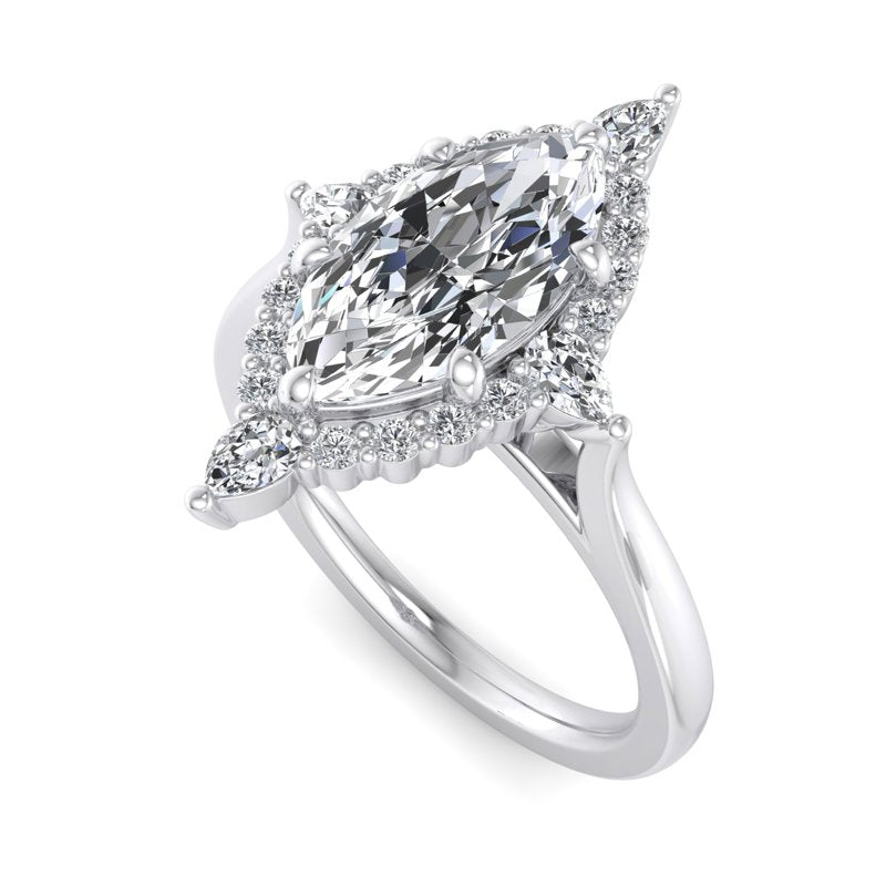 Halo-style with Pear Accents and Marquise Lab Grown Diamond Center Engagement Ring