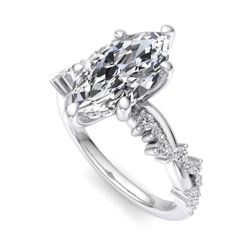 Classic Sparkle Pavé Marquise Lab Grown Diamond Center Engagement Ring