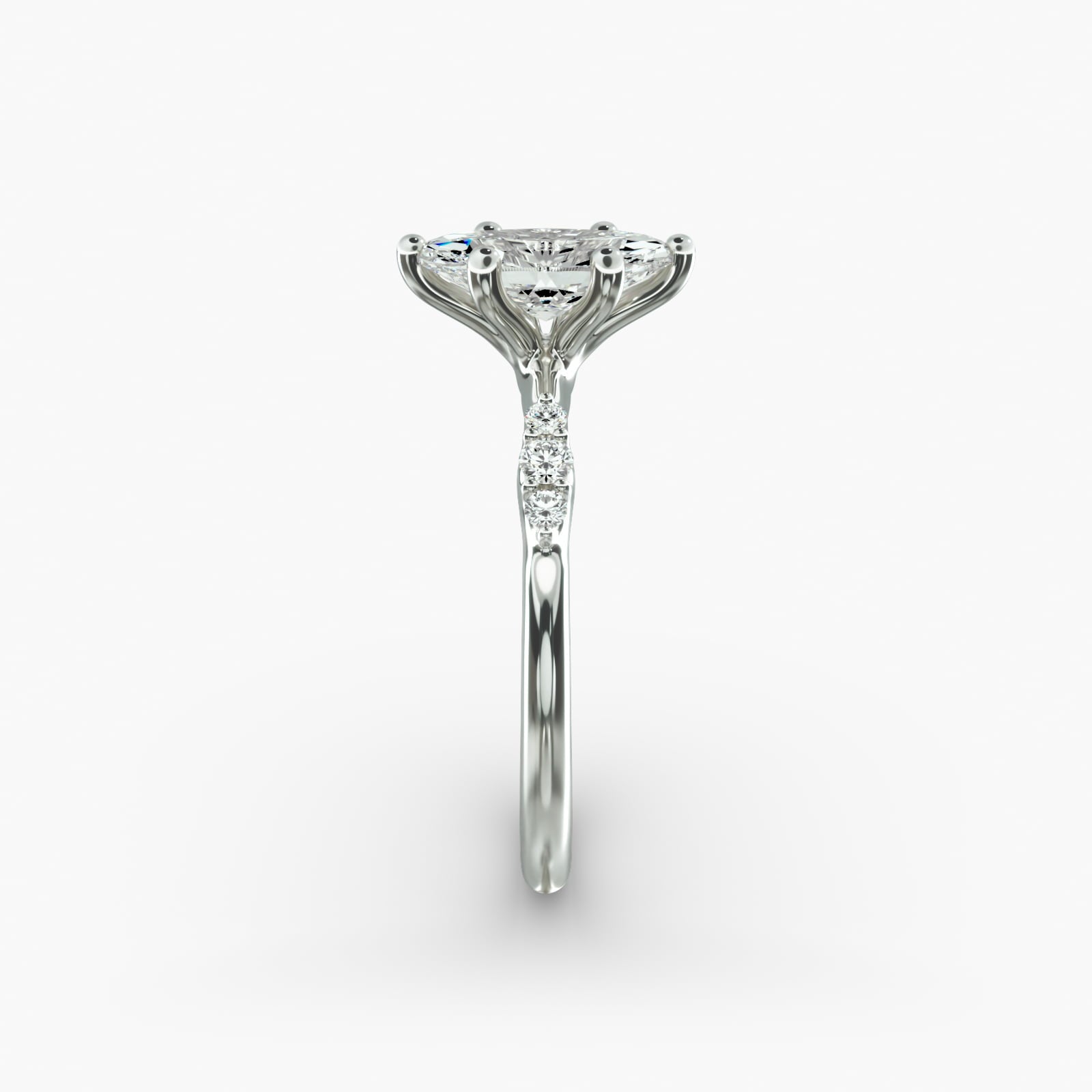 Graduated Sparkle Marquise Lab Grown Diamond Center Engagement Ring
