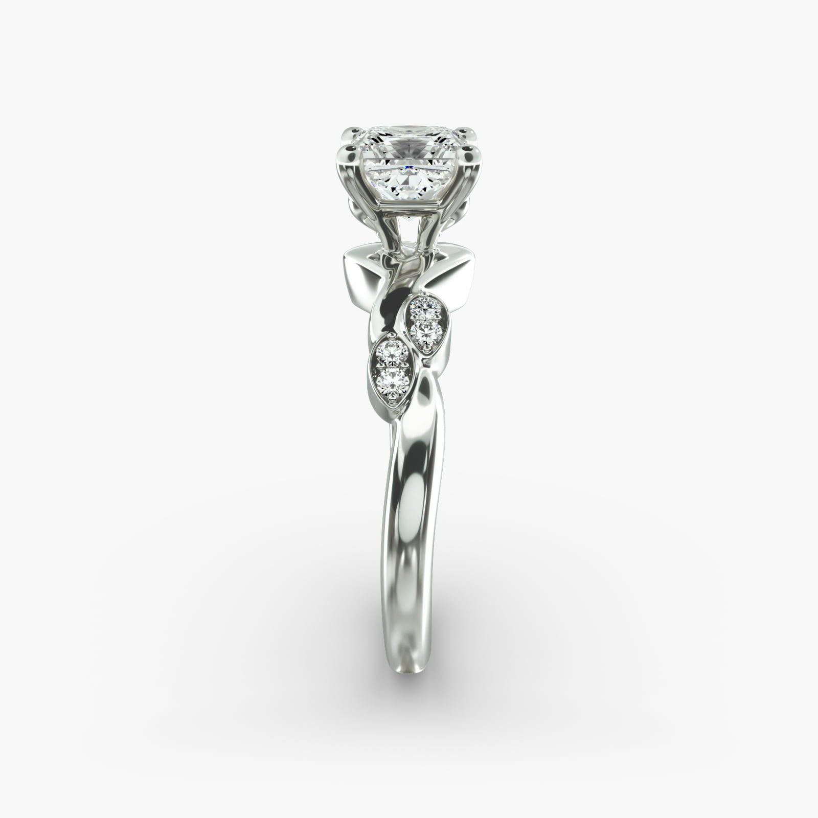 Floral Twist Cluster Princess Lab Grown Diamond Center Engagement Ring