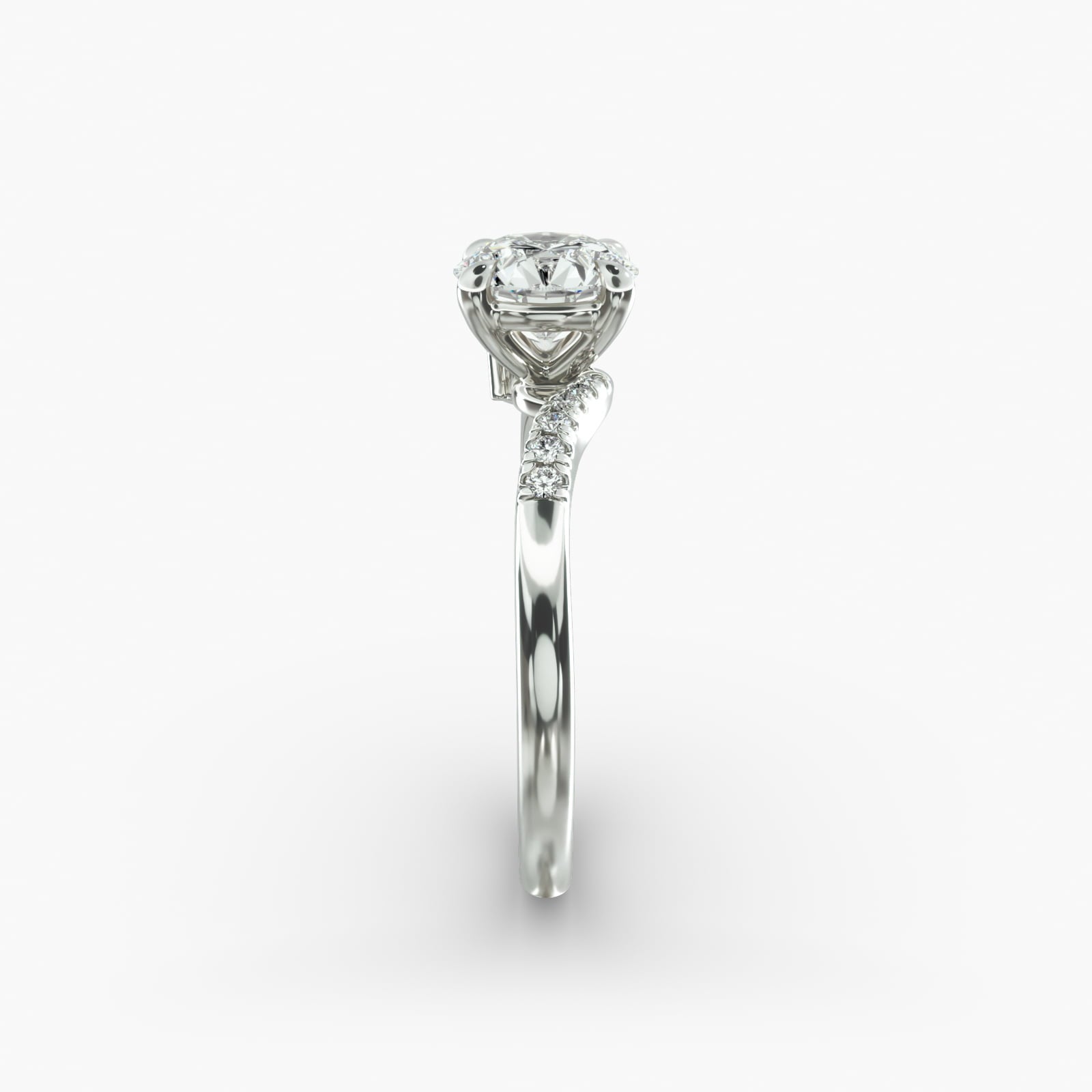 Asymmetric Elegance Round Lab Grown Diamond Center Engagement Ring