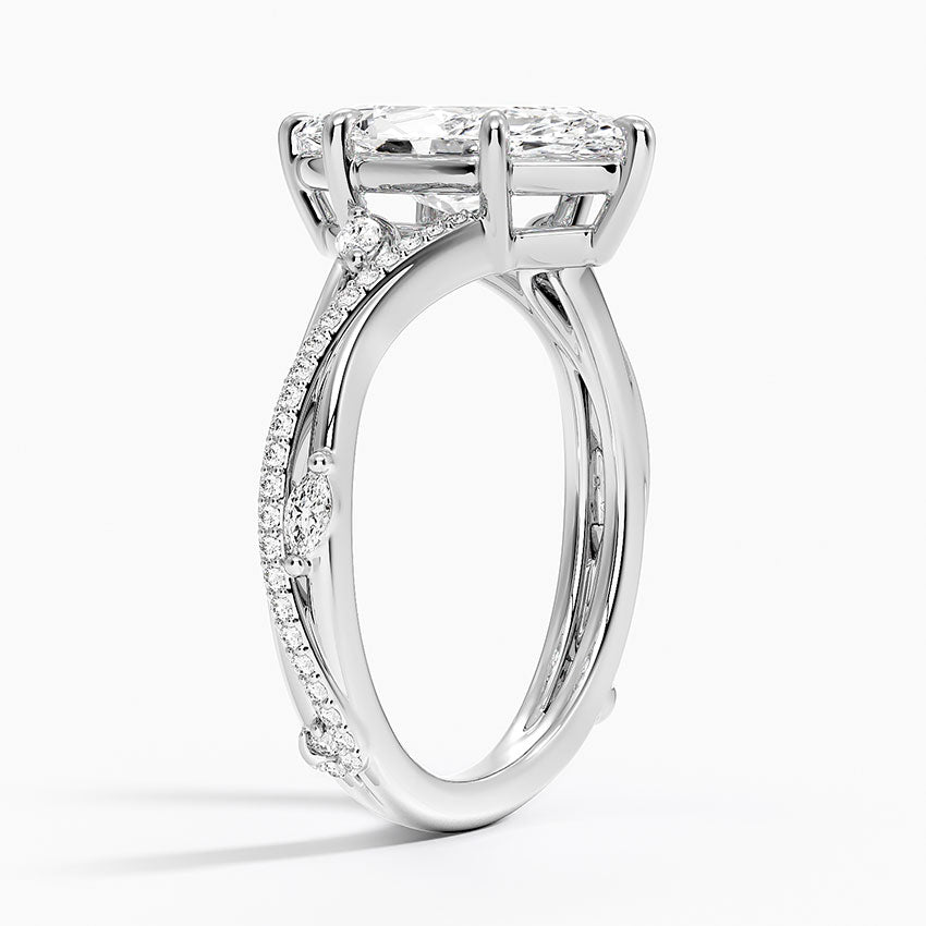 Split Vine Marquise Cluster Marquise Lab Grown Diamond Center Engagement Ring