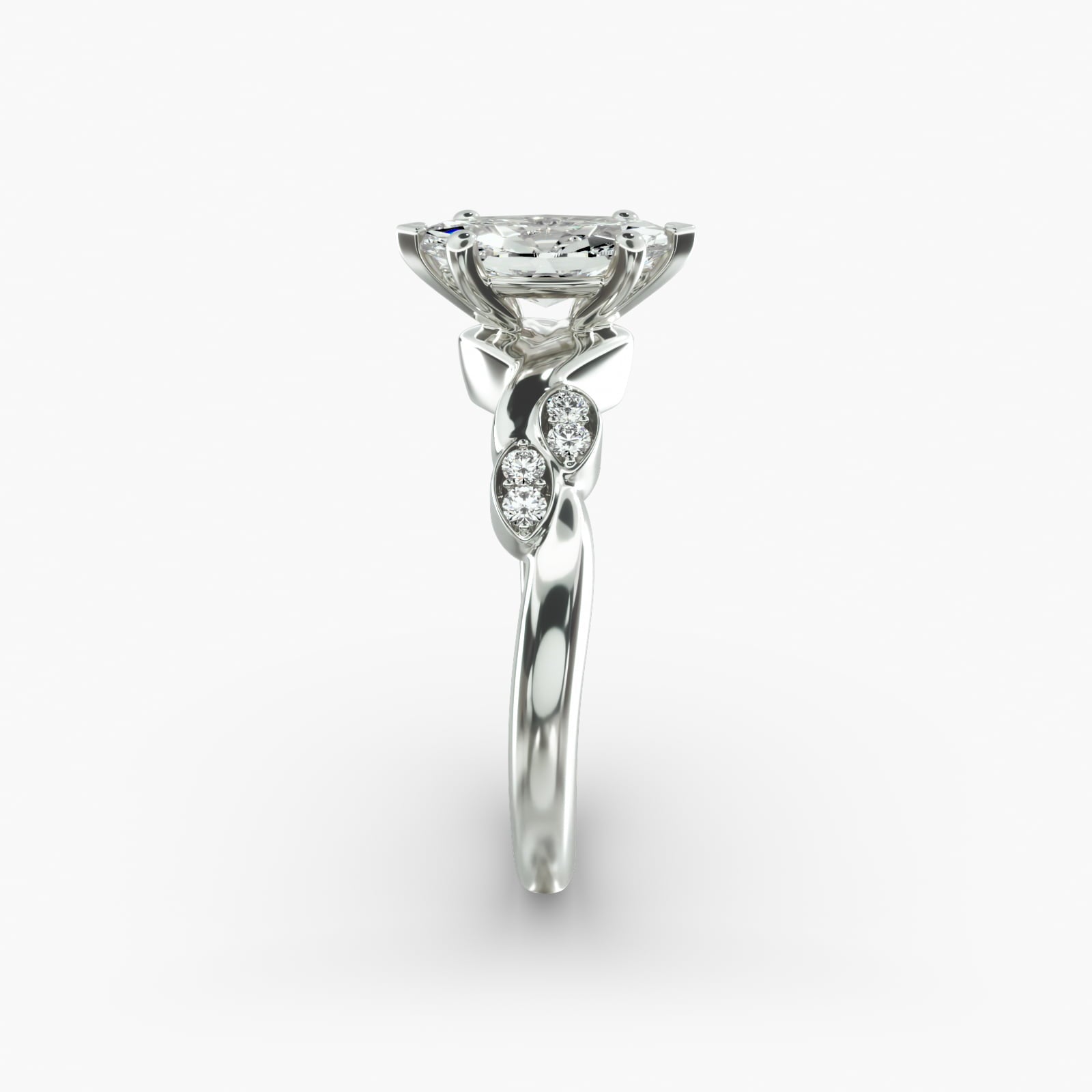 Floral Twist Cluster Marquise Lab Grown Diamond Center Engagement Ring