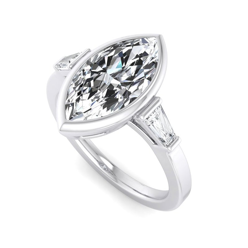 Timeless Bezel-Set Marquise Lab Grown Diamond Center Engagement Ring