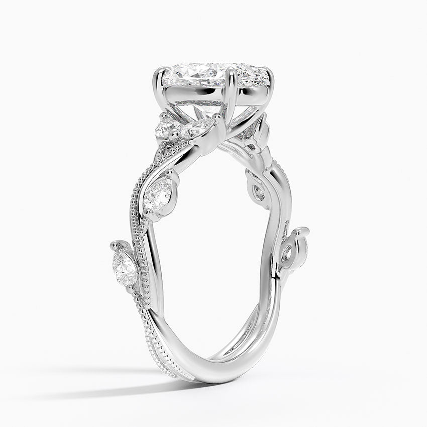 Vine Twist Milgrain Oval Lab Grown Diamond Center Engagement Ring