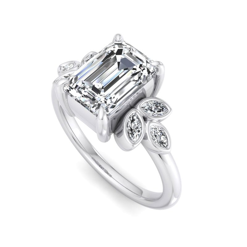 Floral Radiance Emerald Lab Grown Diamond Center Engagement Ring