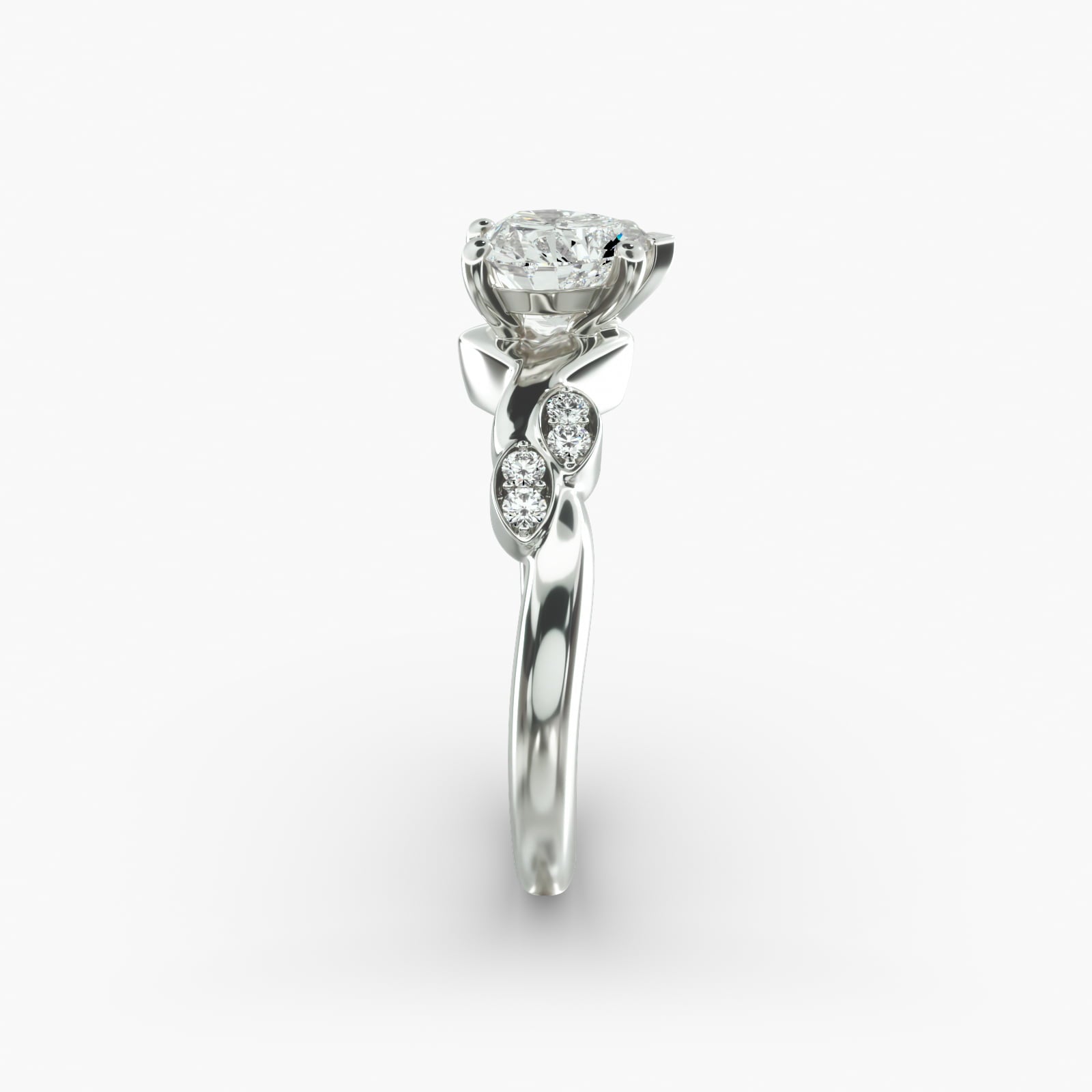 Floral Twist Cluster Heart Lab Grown Diamond Center Engagement Ring