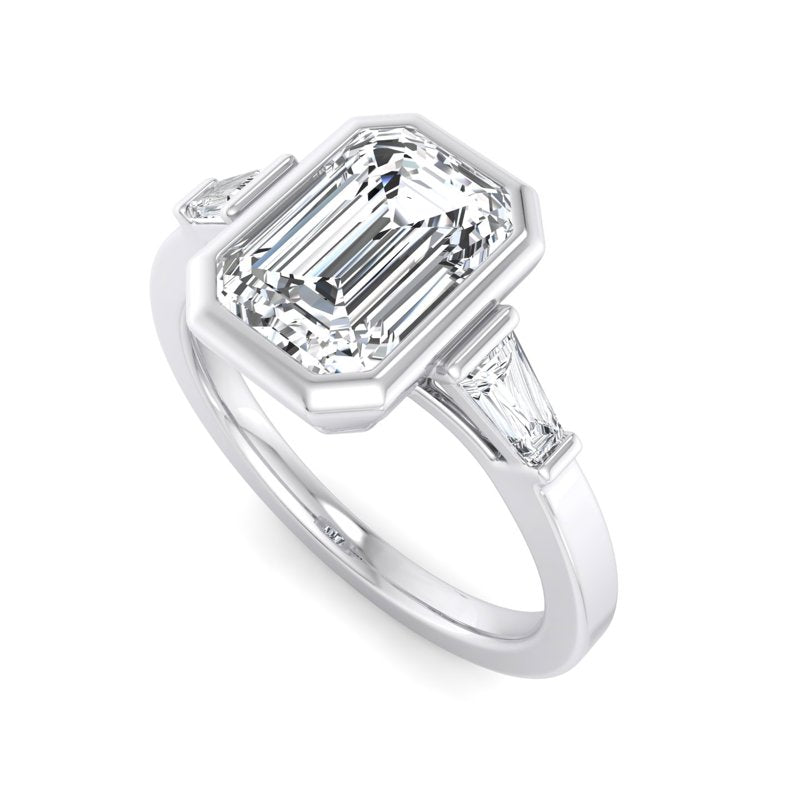 Timeless Bezel-Set Emerald Lab Grown Diamond Center Engagement Ring