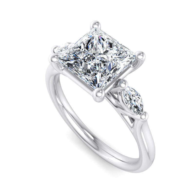 Classic Princess-Cut Center with Side Accents Lab Grown Diamond Center Engagement Ring