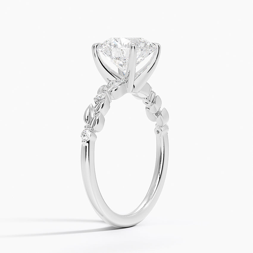 Vine Bloom Milgrain Round Lab Grown Diamond Center Engagement Ring